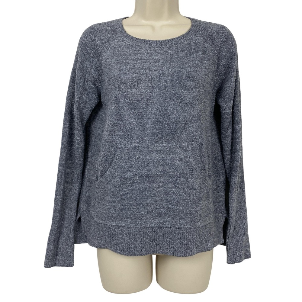 Barefoot Dreams Sweater Womens Small Gray CozyChic Lite‎ Raglan Fluffy Pockets